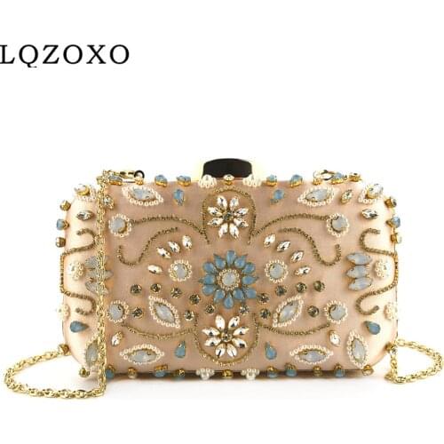 Embroidery Beading Party Evening Bags Hollow Out Style Diamonds Party Day Clutch 2021 New Design Rhinestones Purse