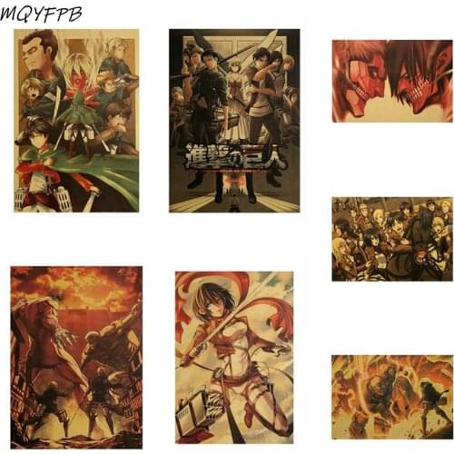 Anime Attack On Titan Collection Kraft paper Poster Home Decoration Painting Wall Sticker 50.5x35cm