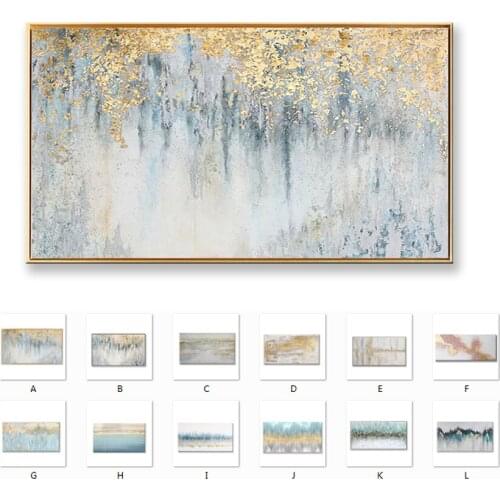 Beautiful art wall pictures for home decoration Hand drawn canvas oil painting Custom abstract gold foil poster for living room