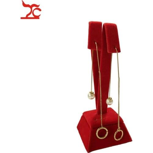 Red Velvet Jewelry Display Orops Gold Earrings Jewelry Display Rack Stud Hanging Shelf Earring Counter Jewelry Organizer Stand