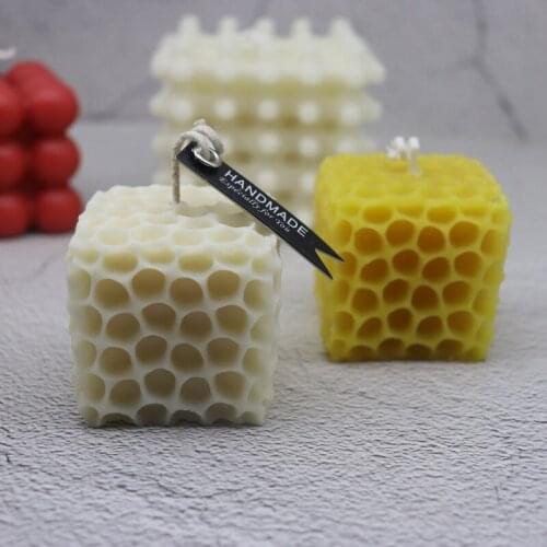 Square Honeycomb Pattern Candle Mold Cylindrical Scented Candle DIY Art Candle Silicone Mold Gypsum Soap Molds