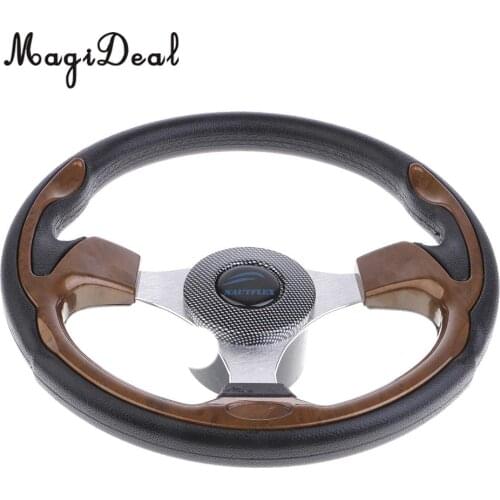 MagiDeal 320mm Aluminum Alloy Marine Boat Pontoon Steering Wheel 3 Spoke 3/4' Shaft for Inflatable Canoe Kayak Boat Dinghy
