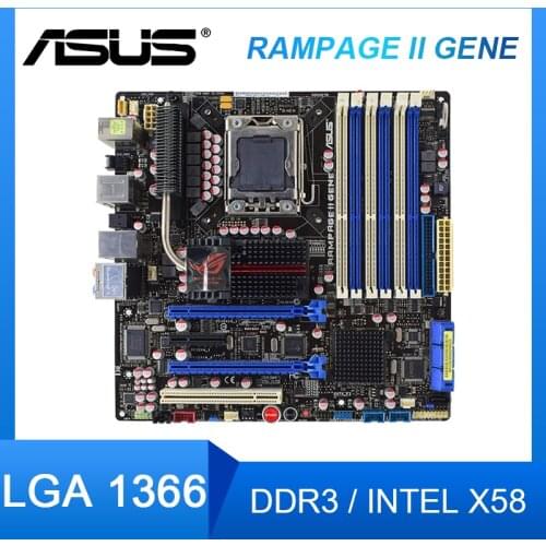 ASUS Rampage II Gene R2G 1366 pin Player Kingdom X58 motherboard Three channels Original PC Motherboards Set