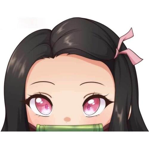 Personality Nezuko Peeker Car Stickers and Decals Waterproof Windshield Laptop Waterproof Car Sticker Cover Scratches Waterproof