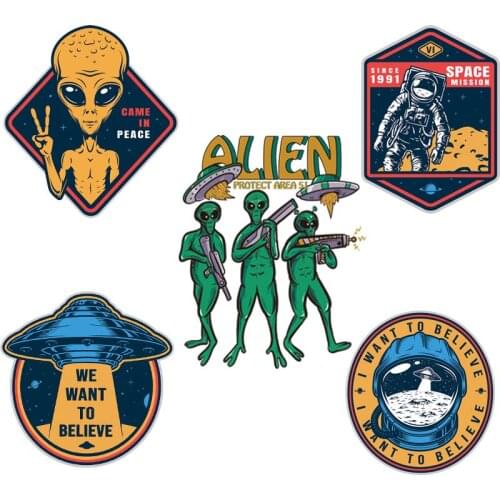 Alien Cool Patches Heat Adhesive Clothes Iron On Transfers For Clothing Applique On Clothes Astronaut Garment Apparel Accessory