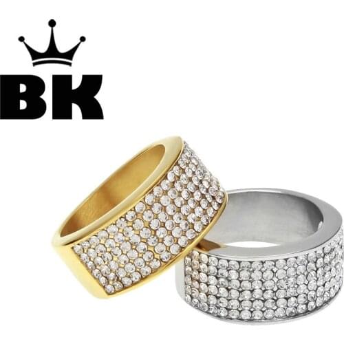 Stainless Steel Eternity Rhinestone Crystal Circle Round Engagement Band Rings For Men Women 2018 Valentines Day Gift
