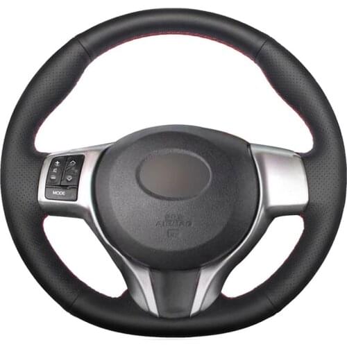 Black Artificial Leather Handsew No-slip Car Steering Wheel Cover for Toyota Yaris Verso S Vitz Ractis 2010-2016 Subaru Trezia