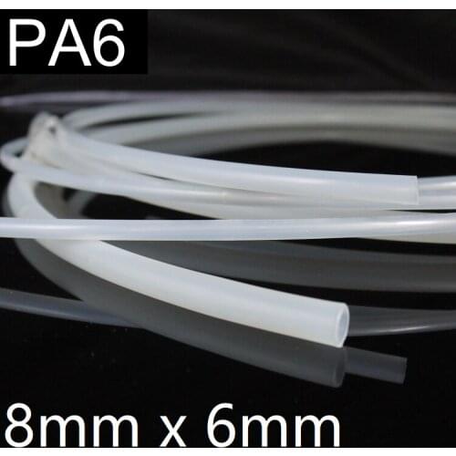 PA6 Nylon Tube OD 8mm x 6mm ID Oil Pipe High Pneumatic Parts Pressure 2.0MPa Air Compressor Water Hose Hard Translucent Black