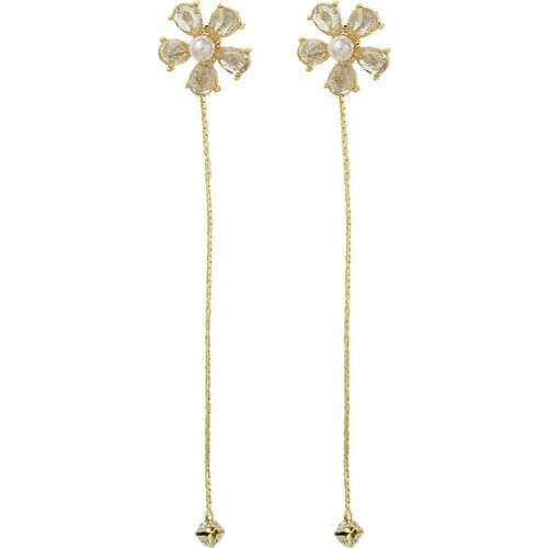 New Jewelry Crystal Flower Tassel Long Simple Fashion Versatile Earrings Kolczyki Aretes De Mujer Brincos Para As Mulheres