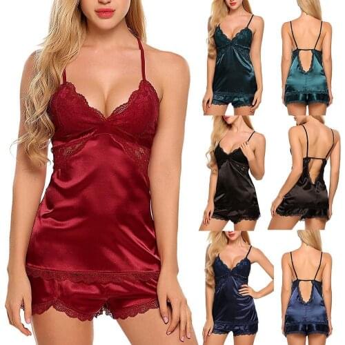 2Pcs Sexy Lace Stitching Pajama Sets Women Adjustable Straps Sleeveless Backless Camisole Top Shorts Sleepwear Set femme Pyjamas