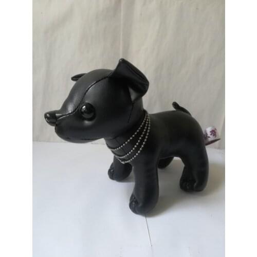 About 20x16 cm lovely black PU leather chihuahua plush toy standing chihuahua soft doll kids toy gift b2299