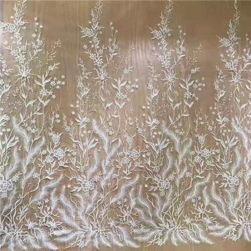 Forest Embroidered Leaves Flowers Striped Lace Fabric Wedding Dress ChildrenS Decorative Sewing Accessories V2578