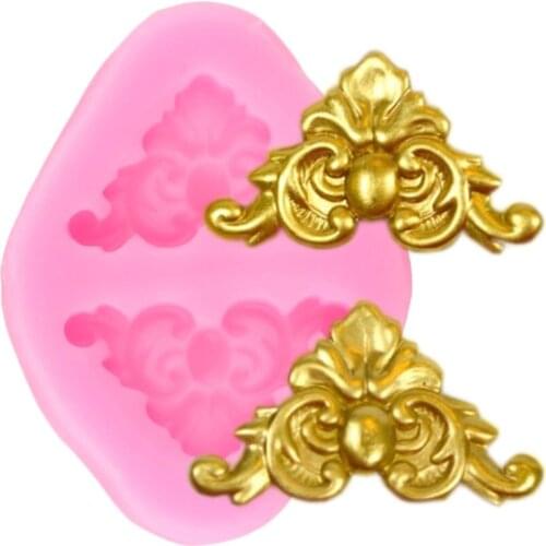 Relief Corners Baroque Scroll Border Silicone Mold Cupcake Topper Fondant Cake Decorating Tools Candy Chocolate Gumpaste Moulds