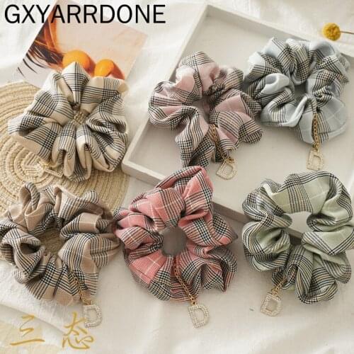 2020 Plaid Hounds Tooth Check Ponytail Holder Scrunchies Ring Elastic Hair Tie Hair Holder Rope For Women Gir D Letters Chains