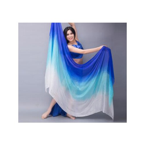 Cheap Women Belly Dance Silk Veils For Sale Blue Turquoise White Grdient 250*114cm