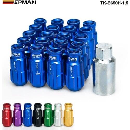 EPMAN Sport Racing Aluminum Lock Lug Nuts 20pcs 12x1.5 W/Key Universal Fit For Honda Civic Toyota Ford TK-E650H-1.5