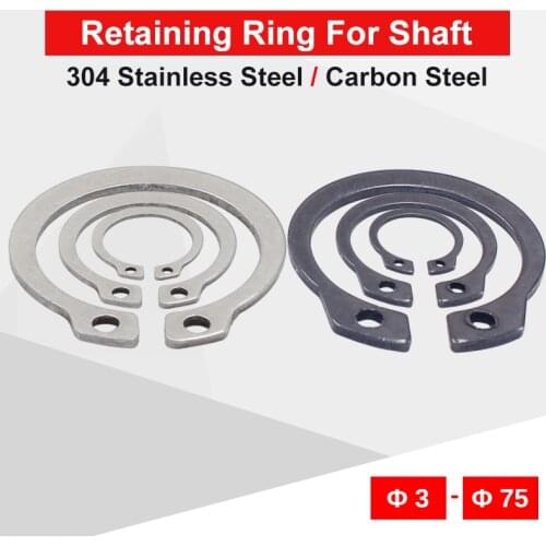 -200 PCS C-Type Circlip Retaining Ring Outer Diameter 8-75 mm 304 Stainless Steel Carbon Steel Blackening Snap Ring For Shaft