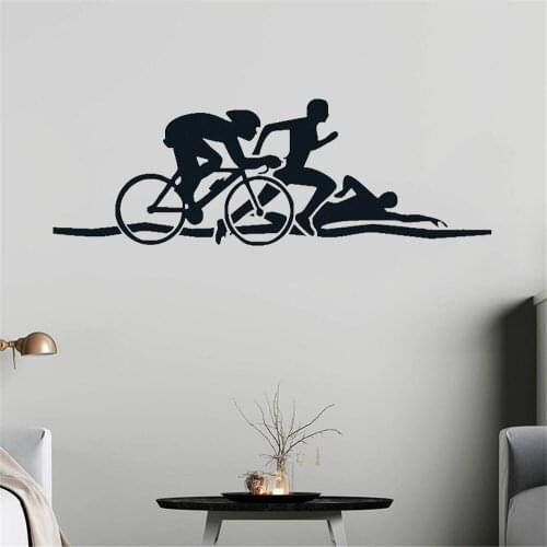 Swimming Running Cycling Triathlon Athletics Wallpaper Transfer Vinyl Wall Stickers Decor Arts Sport Stickers For Kids ph146