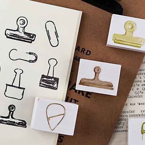 Vintage Background Wooden Rubber Stamps Binder Clip Decorative Rubber Stamps For Card Making Diy Crafts Planner Scrapbook