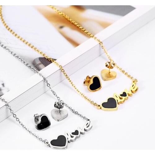 Xinxuanmei Heart Pendant Necklace Earring set Woman Stainless Steel Vogue 2019 Charm Love Necklace Jewelry Accessories wholesale