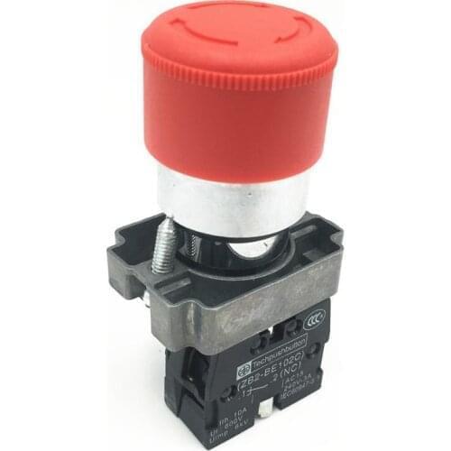 10pcs XB2 BS442 Red Mushroom Head Emergency Stop Pushbutton Latching Switch Turn to Release 1 NC Rotate Reset 22mm Mounting Hole