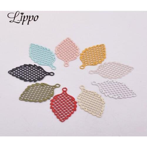 100pcs AC4395 20*15mm Hollow leaves charm Silver-plate copper Accessories for Jewelry Making DIY Handmade Craft