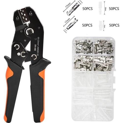 2.8/4.8/6.3mm Universal Spring Plug Wire Crimping Tool Connection Terminals Electrical Insulated Assortment Spade Connectors kit