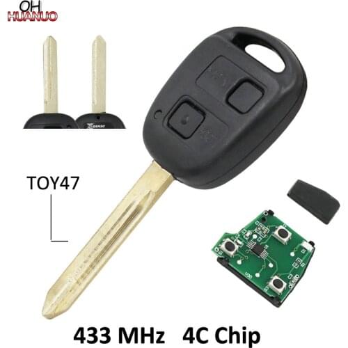 2 Buttons Remote Key Keyless Fob for Toyota RAV4 Corolla Yaris 433MHZ With 4C Chip Inside TOY47 Blade