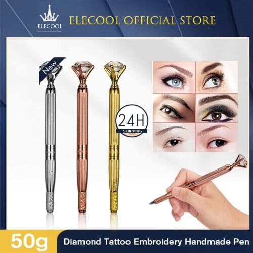 3D Eyebrow Embroidery Tattoo Manual Pen Microblading Eyebrow Lip Tattoo Pen with Crystal Diamond Permanent Tattoo Accessories
