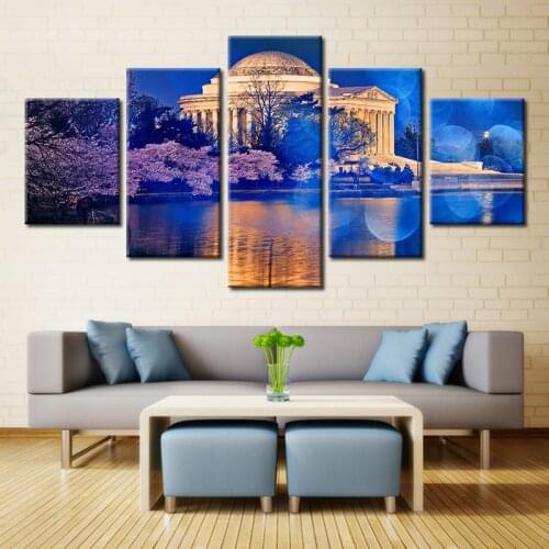 5Panel Palace The Cherry Blossom Lakes The White House Scenery Diamond Embroidery Multi-Picture 5D Diamond Painting A757