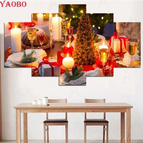 5PCS/SET 5D DIY Diamond Painting Candle Full Drill resin 3D Embroidery Cross Stitch diamond Mosaic,Christmas decoration gift