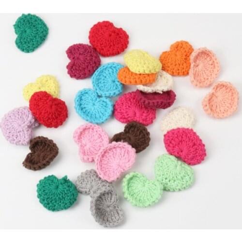 5pcs Fashion Mix Heart Patches Woven Wool On Patch Embroidered Applique Patch Clothes Stickers DIY Apparel Accessories 30mm