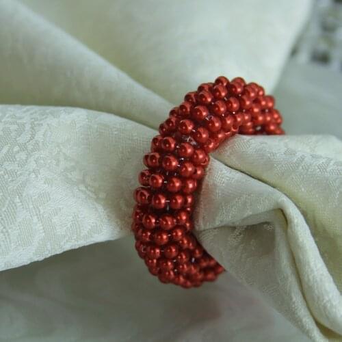 Free shipping colorfull pearl napkin ring, wholesale cheap napkin holder wedding decoration 12 pcs qn19022601