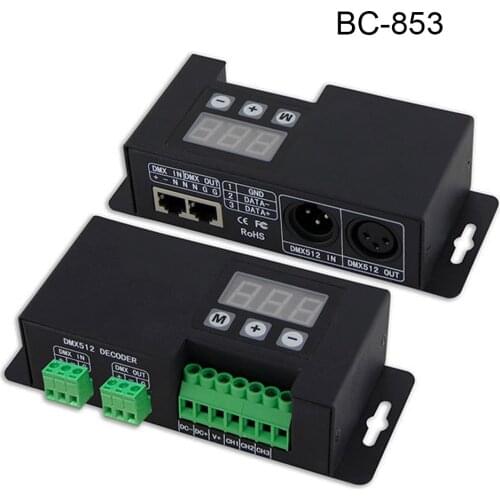 DC12V-24V BC-853 DMX512 6A*3CH Output Signal Constant Voltage PWM DMX512/1990 Decoder Controller For RGB Led Light Strip