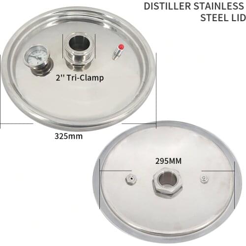 HOOLOO 2" Distiller Lid 325mm Diameter Clamp Stainless Steel Distiller Lid High Quality