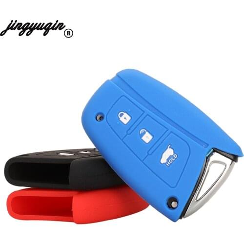 Jingyuqin jingyuqin 3 Buttons Car Key Case Cover Silicone Shell Key Cover For Hyundai Grand Santa Fe 2015 Smart Key