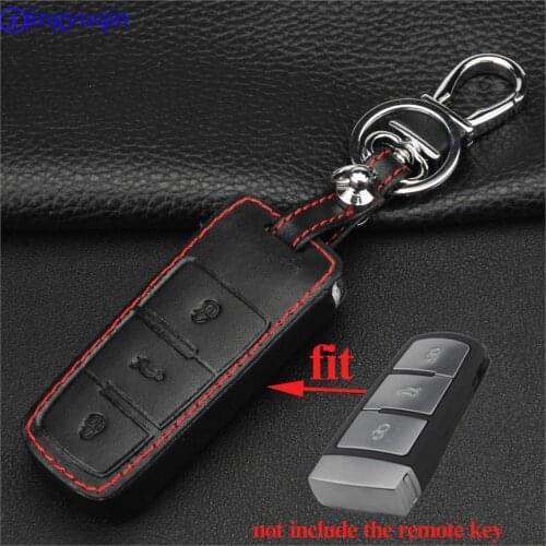 Jingyuqin maizhi 3 Buttons Smart Remote Key Leather Cover Case for VW Passat CC Magotan Keychain Protector Holder Car Styling