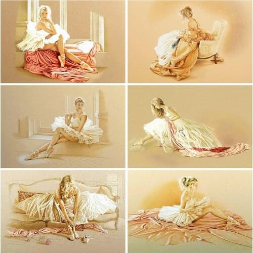 KAMY YI Dancing Woman Golden Landscape Diamond Painting Cross Stitch 5D Diy Full Diamond Embroidered Mosaic Home Decoration