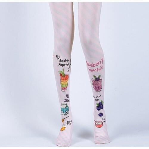 Female Velvet Tights - Girly Sweet Print Stripes Tights