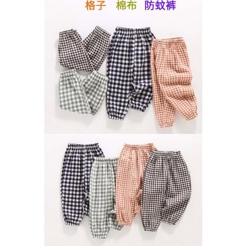 Summer Baby Boys Pants Plaid Childrens Anti Mosquito Pants Infant Air Conditioning Lantern Pants Kids Bloomers Casual Trousers