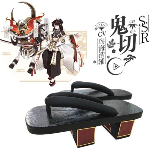 Man Flip Flops Wooden Geta Clogs Male Cosplay Oriental Shoes Sandals Slippers with Socks Onmyoji Descends
