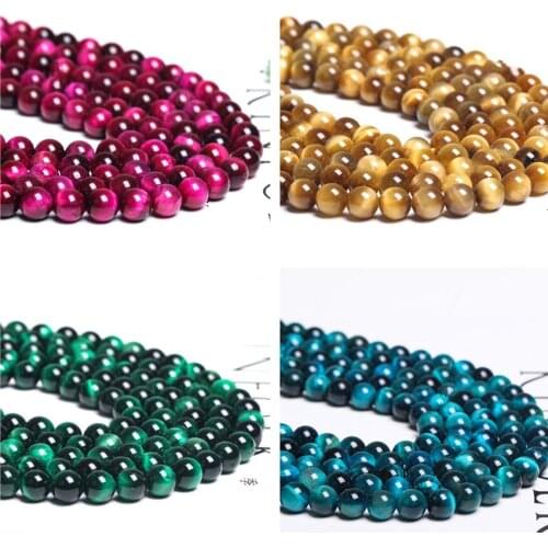 Wholesale 10grain/pack Natural Stone Tiger Eye Round Loose Spacer Bead For Jewelry Making DIY Necklace Bracelet 6 8 10 12MM B266