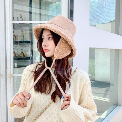 Faux Fur Bucket Hat Thickened Warm Suede Velvet Winter Hats For Women Lady Panama Outdoor Ear protection Fisherman Hat