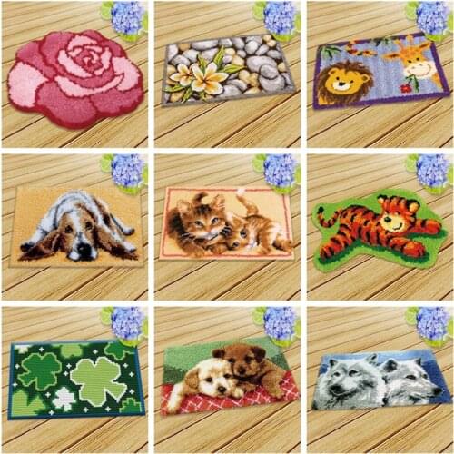 Prajna Embroidery Needlework Crochet Cushion Animals Latch Hook Carpet Pillows Accessories DIY Latch Hook Rug Kit Cross Stitch