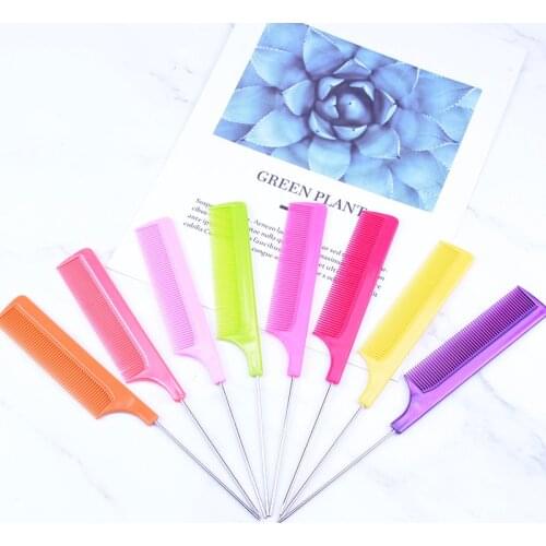 Professional Fine-tooth Hair Comb With Stainless Steel Rat-Tail Comb Woman Anti-static Hairbrush Hairdressing Styling Tool