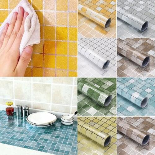6 Colors Self Adhesive Waterproof Wallpaper Brick Tile Stove Cabinet Wall Sticker Oil-proof Kitchen Sticker