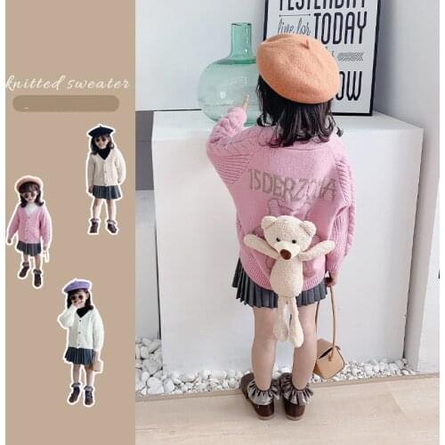 2-8 Y Toddler Girls Sweater Cardigan 2020 New Arrival Kids Cute Bear Sweater Jacket Girls Korean Fashion Knitted Cardigan Winter