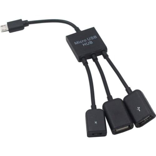 USB Connectors 3 in 1, Phone Charger Cable 3-Port Charging Sync Cable, Micro USB/Lightning/USB Hub Adapters, Portable R58A
