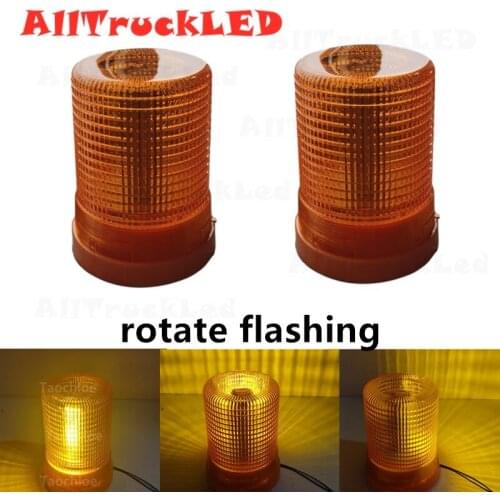 2x Amber Emergency Flash Strobe Truck Rotating Beacon Light truck flashing Roof lamp Top Lights for Benz truck For Volvo Scania