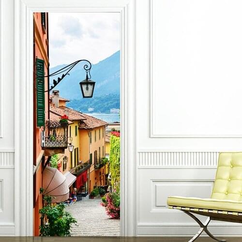 2Pcs/Set Street Light Door Art Decor Home Creative DIY 3D Door Stickers Pattern for Wall Room Home Door Decor Decoration